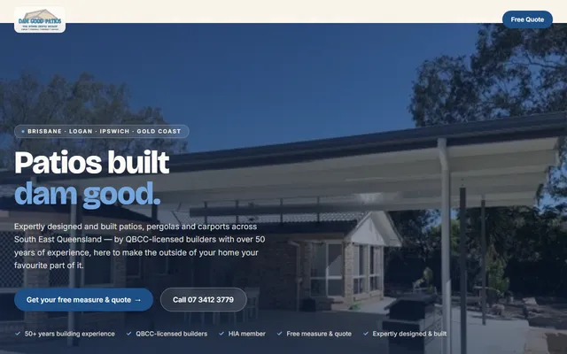 Screenshot of damgoodpatios.com.au