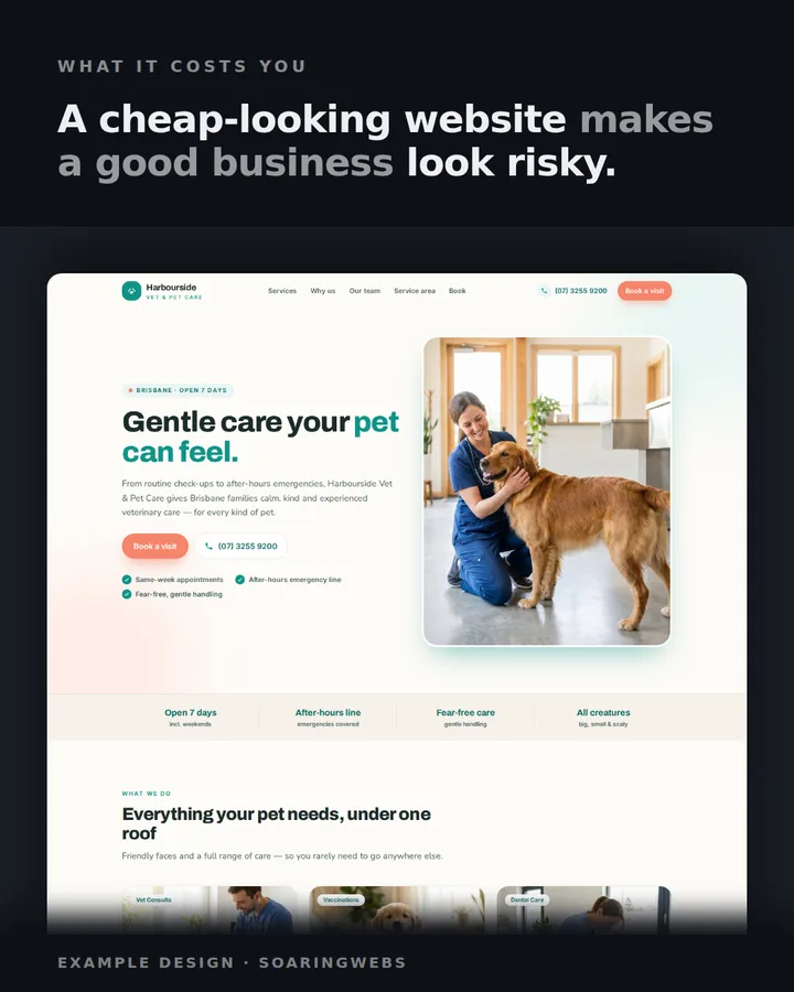 Example veterinary clinic website design by Soaringwebs